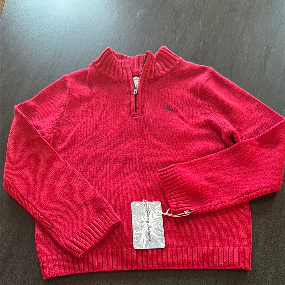 Tommy Bahama Kids Red 1/4 zip Sweater NWT